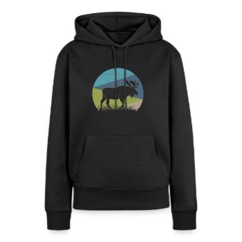 L’orignal - Sweat à capuche Premium bio Femme - noir - Devant - Julia (174cm)