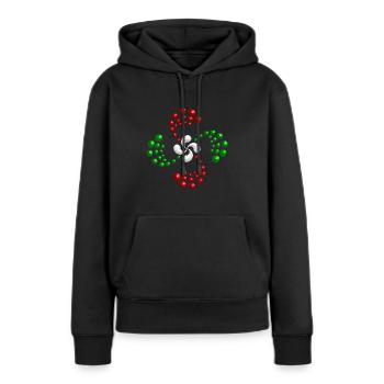 Croix Basque Lauburu - Sweat à capuche Premium bio Femme - noir - Devant - Julia (174cm)