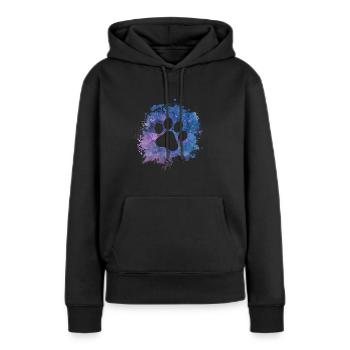 Pfotenabdruck Hundepfote Galaxy Hundebesitzer - Frauen Premium Bio Hoodie - Schwarz - Vorne - Julia (174cm)