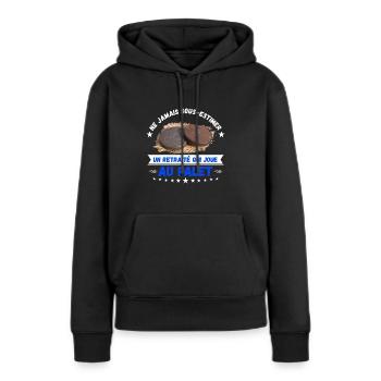 un retraité qui joue au palet - Sweat à capuche Premium bio Femme - noir - Devant - Julia (174cm)