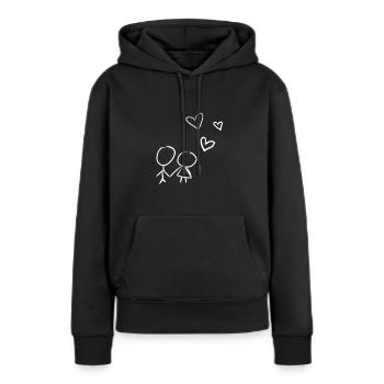 amoureux du cœur chers cœurs Saint-Valentin - Sweat à capuche Premium bio Femme - noir - Devant - Julia (174cm)