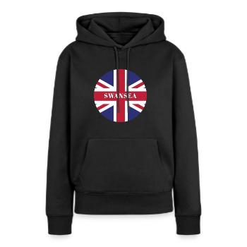 Swansea - Frauen Premium Bio Hoodie - Schwarz - Vorne - Julia (174cm)
