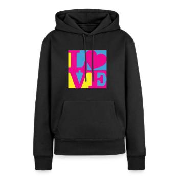 Love WordPlay art original 7 - Sweat à capuche Premium bio Femme - noir - Devant - Julia (174cm)