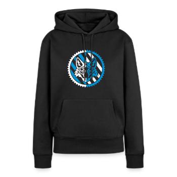 Insigne de renard - Sweat à capuche Premium bio Femme - noir - Devant - Julia (174cm)