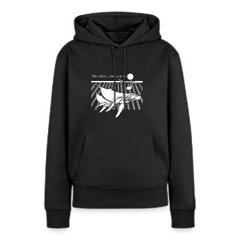 Cooler Buckelwal Surfer Street Art Design - Frauen Premium Bio Hoodie - Schwarz - Vorne - Julia (174cm)