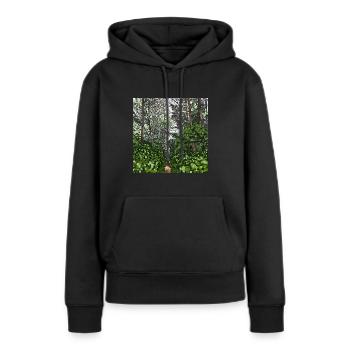 Spazieren Sie durch den Wald - Frauen Premium Bio Hoodie - Schwarz - Vorne - Julia (174cm)