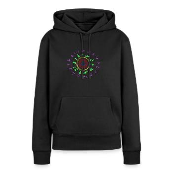 soleil - Sweat à capuche Premium bio Femme - noir - Devant - Julia (174cm)