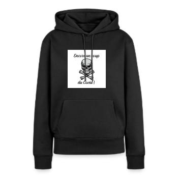Encore un coup ! - Sweat à capuche Premium bio Femme - noir - Devant - Julia (174cm)
