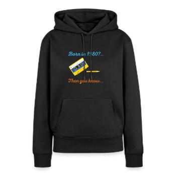 Nostalgie 1980 - Sweat à capuche Premium bio Femme - noir - Devant - Julia (174cm)