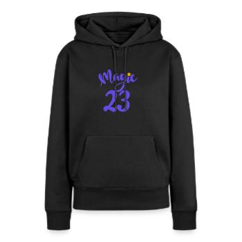 23 magisches Lila - Frauen Premium Bio Hoodie - Schwarz - Vorne - Julia (174cm)