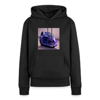 visualisation of a bluish purple crystal - Sweat à capuche Premium bio Femme - noir - Devant - Julia (174cm)