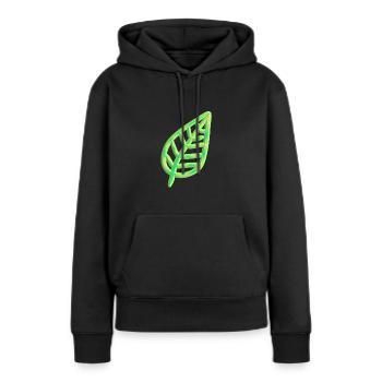 Feuille symbole nature vert épais - Sweat à capuche Premium bio Femme - noir - Devant - Julia (174cm)
