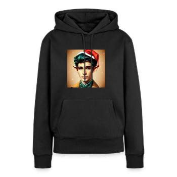 lutin de noël - Sweat à capuche Premium bio Femme - noir - Devant - Julia (174cm)