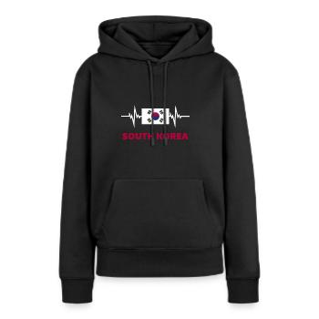 Corée du Sud Football 2022 Corée du Sud Heartbeat - Sweat à capuche Premium bio Femme - noir - Devant - Julia (174cm)