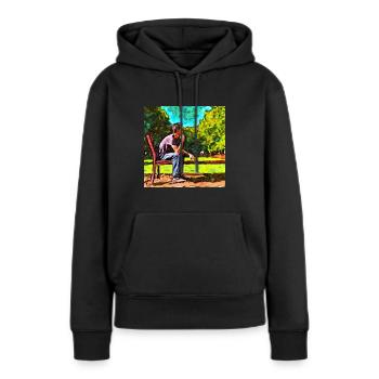 Nachdenklich im Park - Frauen Premium Bio Hoodie - Schwarz - Vorne - Julia (174cm)