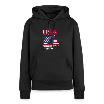 États-Unis d'Amérique Football 2022 supporter foot - Sweat à capuche Premium bio Femme - noir - Devant - Julia (174cm)