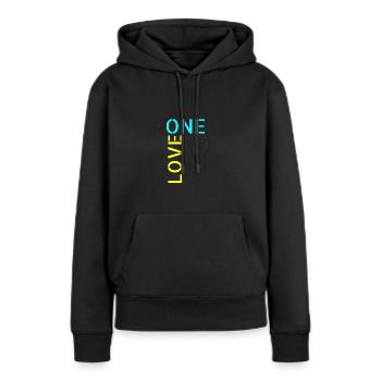 One Love Design als Zeichen der Solidarität - Frauen Premium Bio Hoodie - Schwarz - Vorne - Julia (174cm)