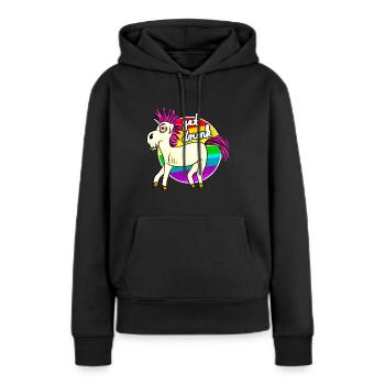 Drunk Unicorn Bière Arc-en-ciel - Sweat à capuche Premium bio Femme - noir - Devant - Julia (174cm)