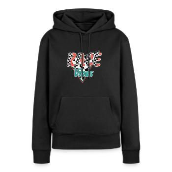 Vibrations de course - Sweat à capuche Premium bio Femme - noir - Devant - Julia (174cm)