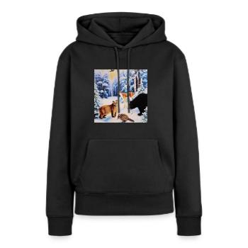 Waldtiere - Frauen Premium Bio Hoodie - Schwarz - Vorne - Julia (174cm)