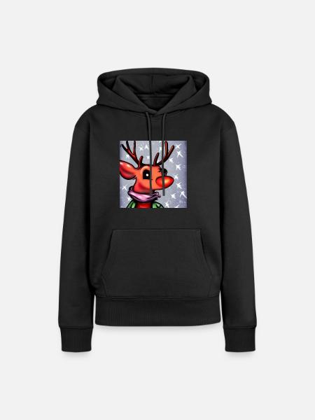 Rudolph - Frauen Premium Bio Hoodie - Schwarz