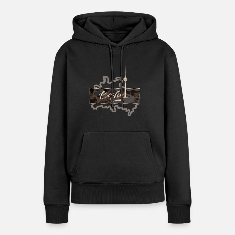 Design BERLIN - Sweat à capuche Premium bio Femme - noir