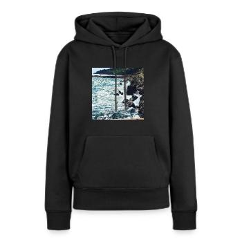 Wellen - Frauen Premium Bio Hoodie - Schwarz - Vorne - Julia (174cm)