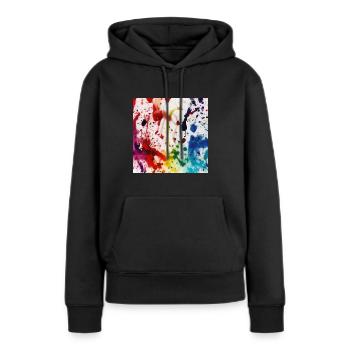 Encre colorée - Sweat à capuche Premium bio Femme - noir - Devant - Julia (174cm)