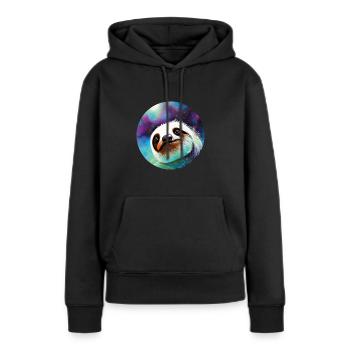 Galaxie Paresseux - Sweat à capuche Premium bio Femme - noir - Devant - Julia (174cm)