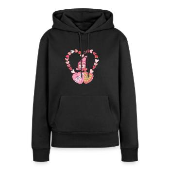 Liebevoller Zwerg mit einer Liebesnachricht - Frauen Premium Bio Hoodie - Schwarz - Vorne - Julia (174cm)