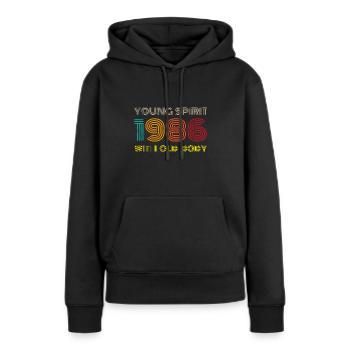 Vintage 1986 - Frauen Premium Bio Hoodie - Schwarz - Vorne - Julia (174cm)