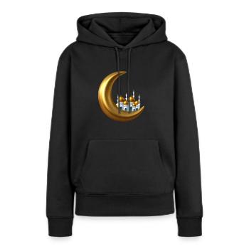 Goldiger Halbmond Islam - Frauen Premium Bio Hoodie - Schwarz - Vorne - Julia (174cm)