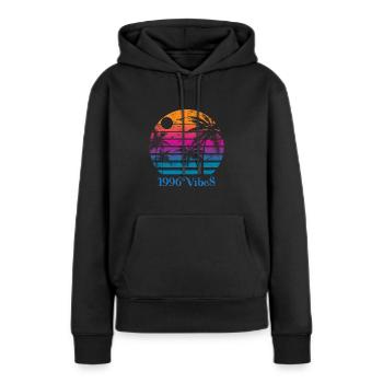 1996 Vibes - Sweat à capuche Premium bio Femme - noir - Devant - Julia (174cm)