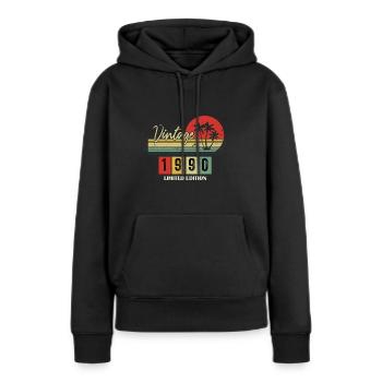 1990 Jubiläumsgeschenk 1990 Limitierte Auflage 1990 - Frauen Premium Bio Hoodie - Schwarz - Vorne - Julia (174cm)