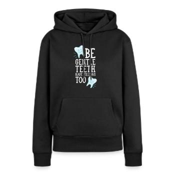 Zahn Zähne Wortspiel Zahnfüllung Lustige Sprüche - Frauen Premium Bio Hoodie - Schwarz - Vorne - Julia (174cm)