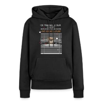 Chien chihuahua citation humour tendre - Sweat à capuche Premium bio Femme - noir - Devant - Julia (174cm)