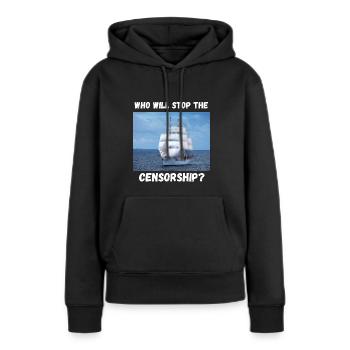 Censure - Sweat à capuche Premium bio Femme - noir - Devant - Julia (174cm)