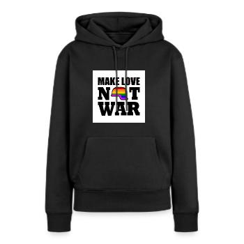 Make love not war - Sweat à capuche Premium bio Femme - noir - Devant - Julia (174cm)