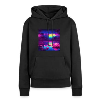 Seerosen auf dem See - Frauen Premium Bio Hoodie - Schwarz - Vorne - Julia (174cm)