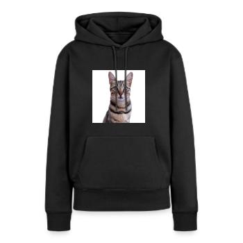Chat chat chaton doux - Sweat à capuche Premium bio Femme - noir - Devant - Julia (174cm)