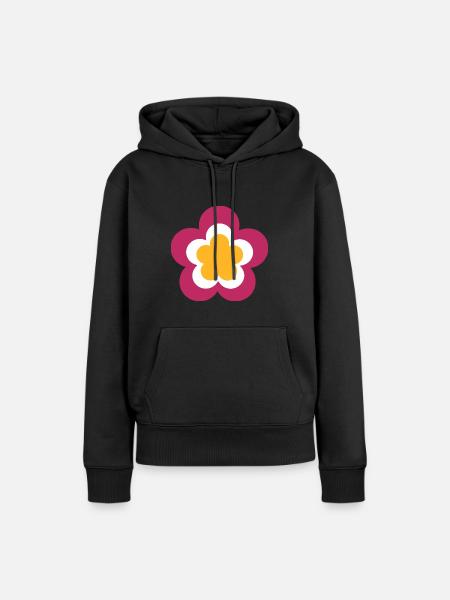 70er Jahre Blume Muster violett, Fasching, - Frauen Premium Bio Hoodie - Schwarz