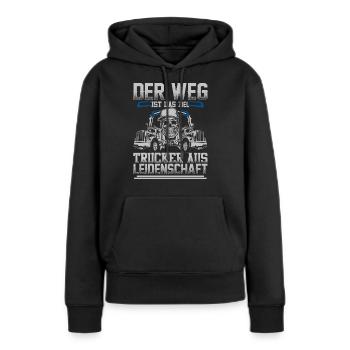 Trucker aus Leidenschaft - Frauen Premium Bio Hoodie - Schwarz - Vorne - Julia (174cm)