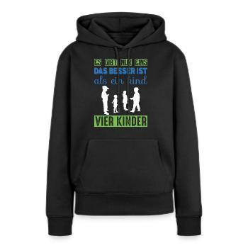Vier Kinder - Frauen Premium Bio Hoodie - Schwarz - Vorne - Julia (174cm)
