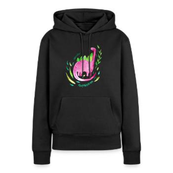 Rosa Langhals Dinosaurier für Mädchen Geschenk - Frauen Premium Bio Hoodie - Schwarz - Vorne - Julia (174cm)