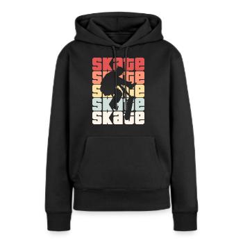 Skate Retro - Skater - Skateboard - Skateboarder - Sweat à capuche Premium bio Femme - noir - Devant - Julia (174cm)