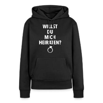 heiratsantrag verlobung verloben antrag heiraten - Frauen Premium Bio Hoodie - Schwarz - Vorne - Julia (174cm)