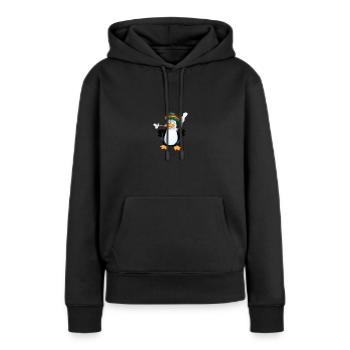 PINGOUIN FUMEUR - Sweat à capuche Premium bio Femme - noir - Devant - Julia (174cm)