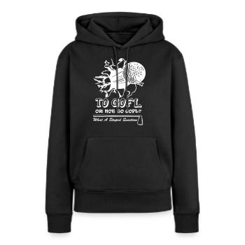 Au golf, pas au golf - Sweat à capuche Premium bio Femme - noir - Devant - Julia (174cm)