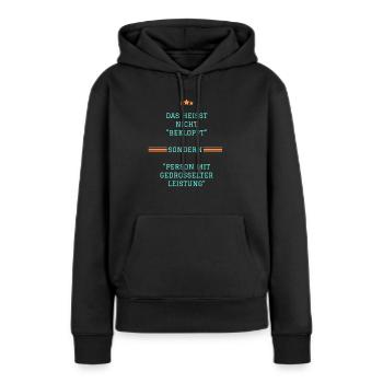 Bekloppt - Frauen Premium Bio Hoodie - Schwarz - Vorne - Julia (174cm)