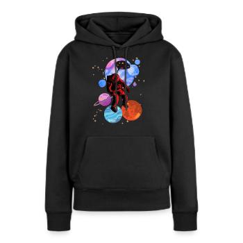 Astronaute Stencil Styles - Sweat à capuche Premium bio Femme - noir - Devant - Julia (174cm)